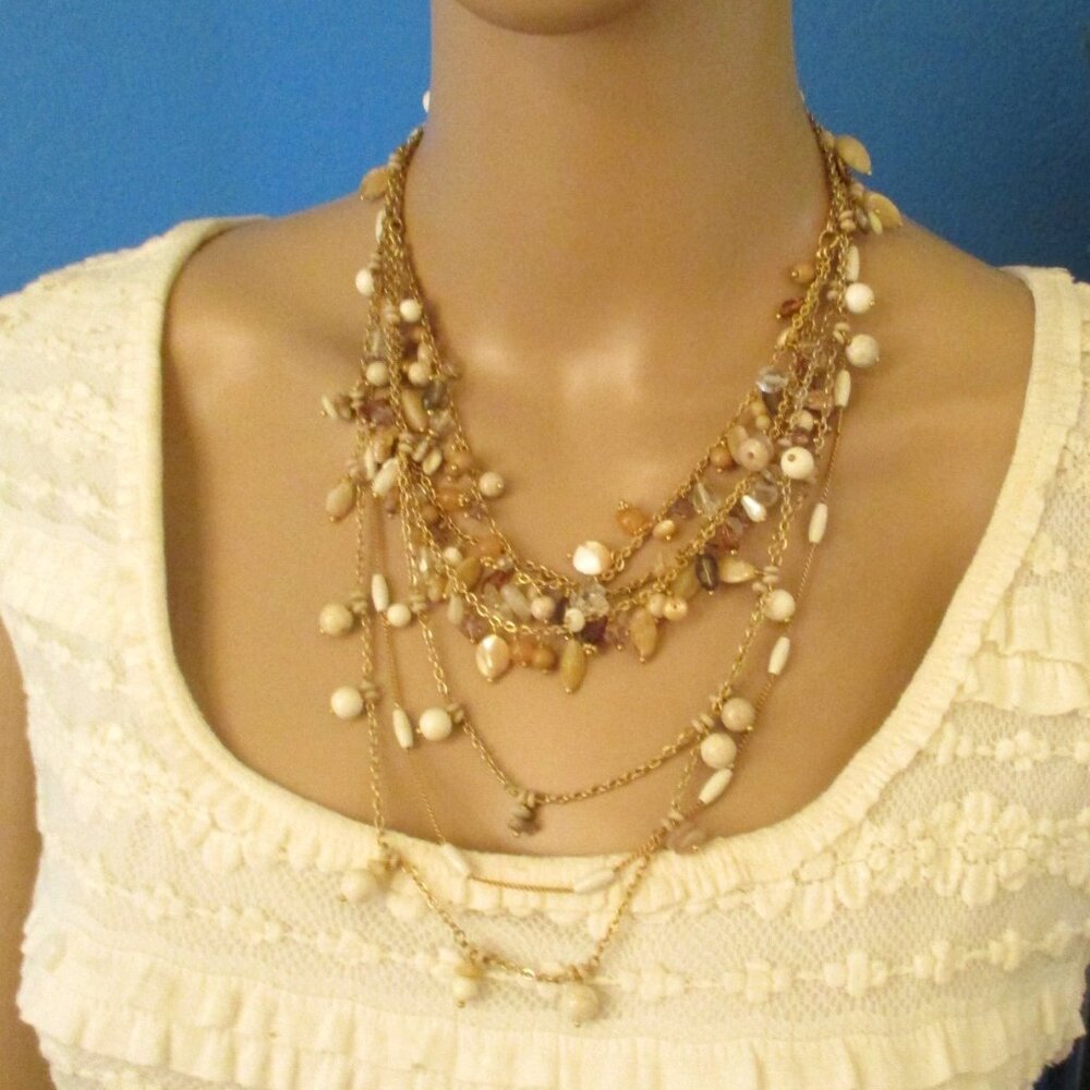 TRIFARI Milk Glass Crystal Gold Necklace Variety~ VINTAGE Gold Chain Beads